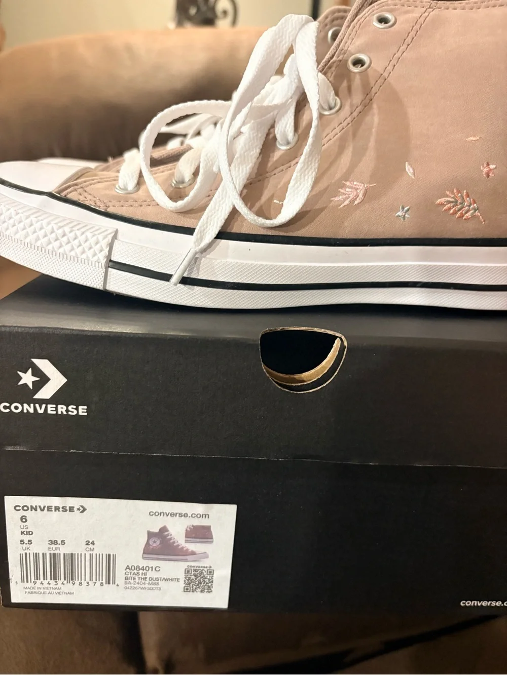 Converse High Top Sneakers in Dusty Pink with White Accents